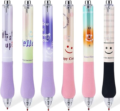 6 bolígrafos de gel kawaii, bolígrafos de gel retráctiles, bolígrafo coreano de punta fina, bolígrafo de escritura suave 0.5, tinta de secado