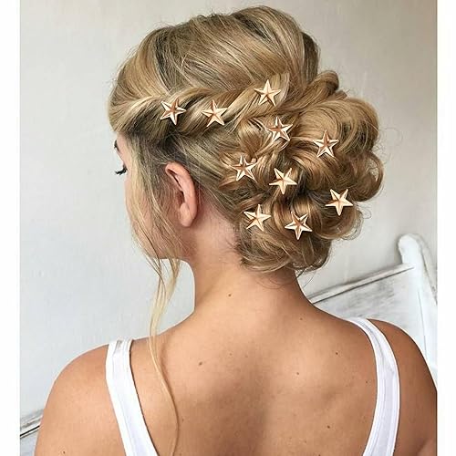 Miniatura 6 de 20 pinzas para el cabello de estrella, pinzas de pelo en espiral de estrella dorada, horquillas de novia, pinzas trenzadas vintage para boda,