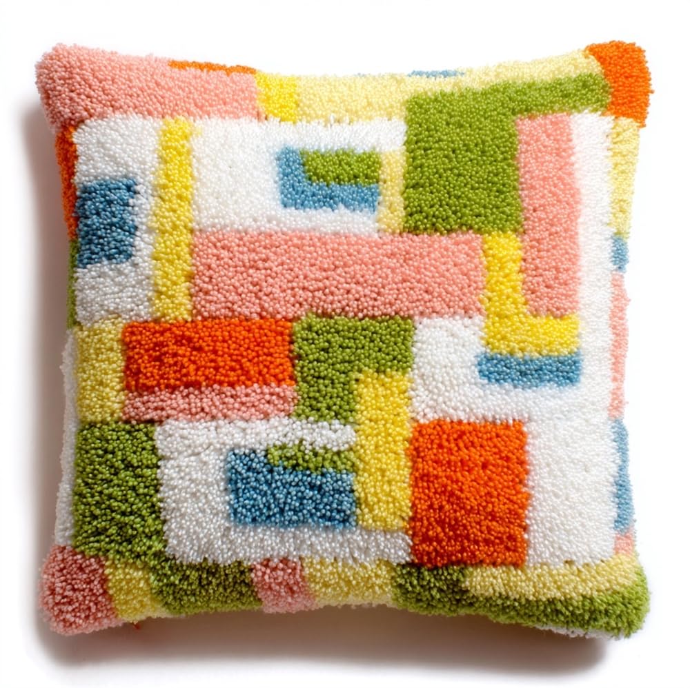 Taxpy Latch Hook Pillow Kits Cake 17X17In