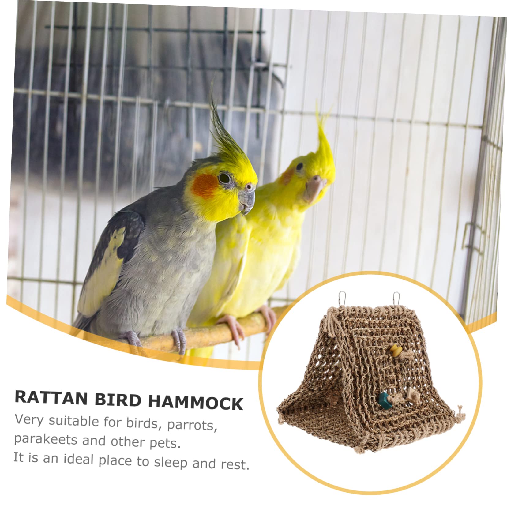 WOONEKY Hamac Suspendu pour Oiseaux Cage à Perroquet Nid de Couchage Balancelle Rotin Lit pour Perroquet Nid pour Oiseaux Plusieurs Styles