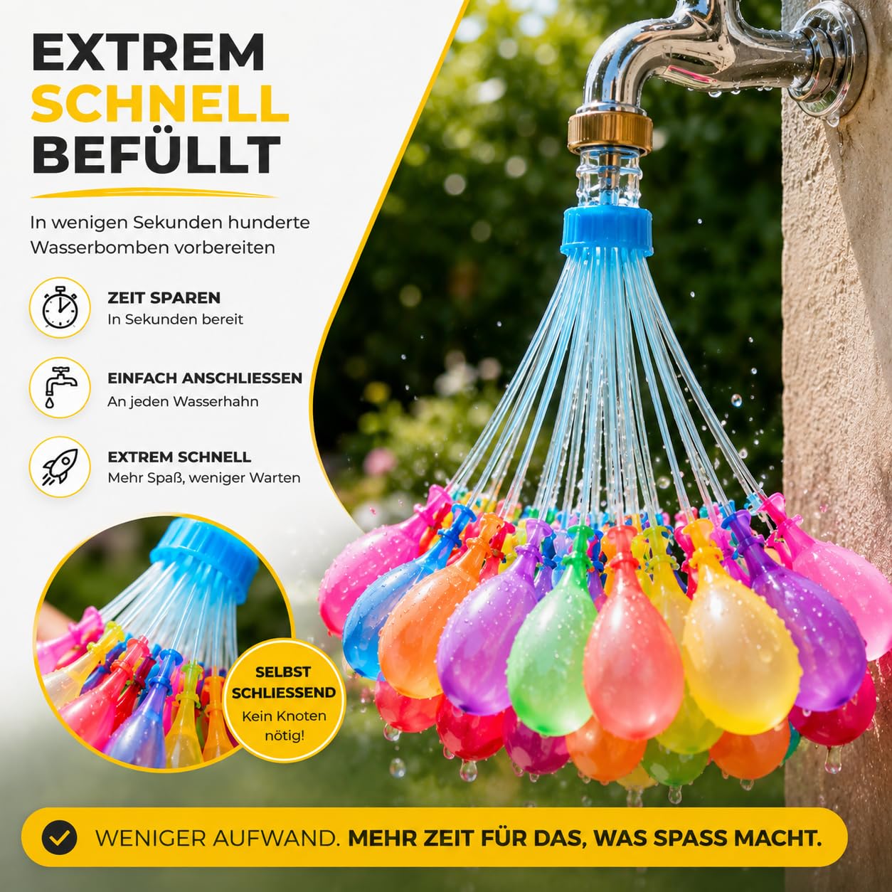 444 bombe ad acqua colorate, autosigillanti, riempibili estremamente rapidamente, per bambini e adulti, palloncini