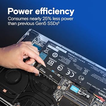 Crucial P510 1TB SSD NVMe M.2 PCIe 5.0 x4 Gen5, Read/Write Speeds up to 11,000/9,500 MB/s, Laptop & Desktop (PC) Compatible, Solid State Drive - CT1000P510SSD8-01