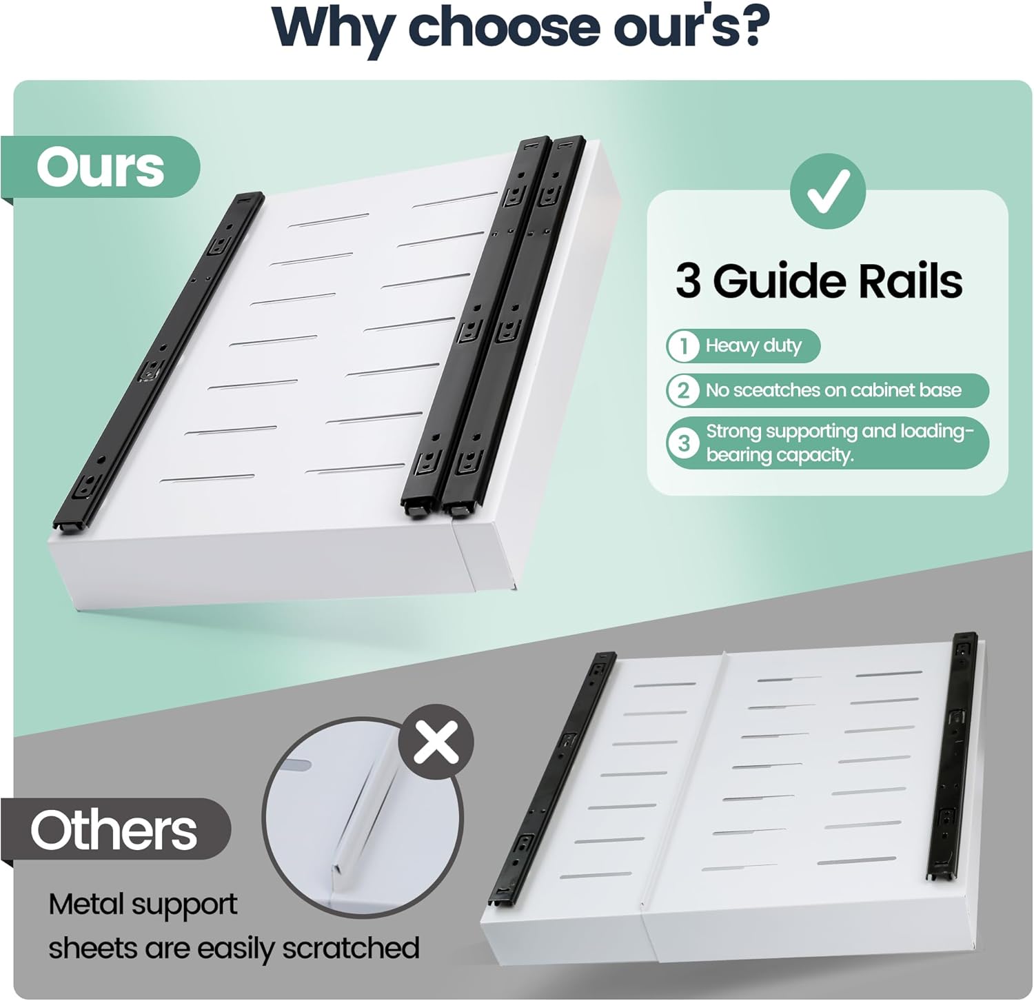 Expandable Pull Out Cabinet Organizer With Adhesive Nano Film, Pull Out Drawer for Cabinets, Slide Out Drawers Organizer for for Kitchen (Width:12.6”-20.5”, Depth:16.5”)