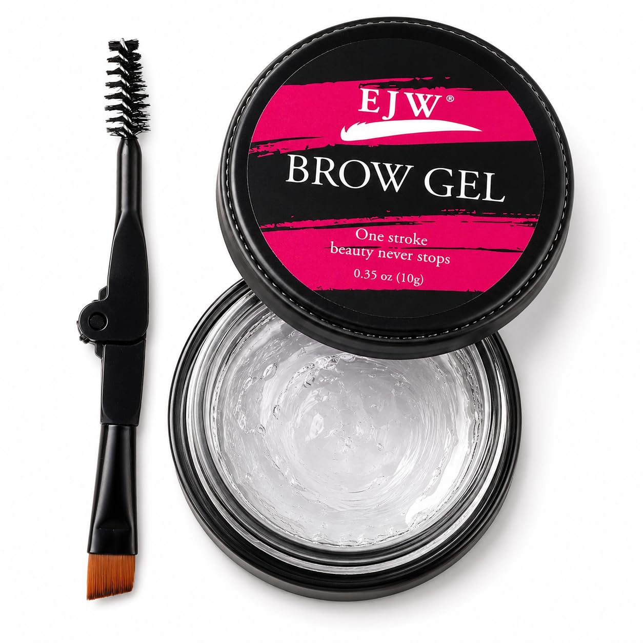 Clear Eyebrow Gel for Men with Dual-Ended Brush, Strong Hold Brow Styling Wax and Facial Hair Tamer for Unruly Brows, Mustache, Beard Flyaways and Sideburns, Quick-Drying Non-Flaky Finish