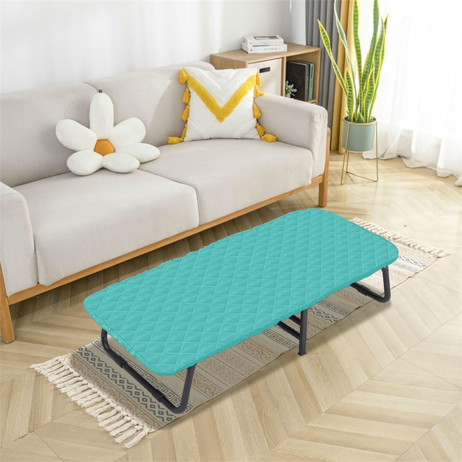 Turquoise Plain Portable Toddler Bed Sheet Waterproof Cot Sheet for Collapsible Toddler Bed for Kids Daycare Cot 50' x 25' (Bed Not Included)