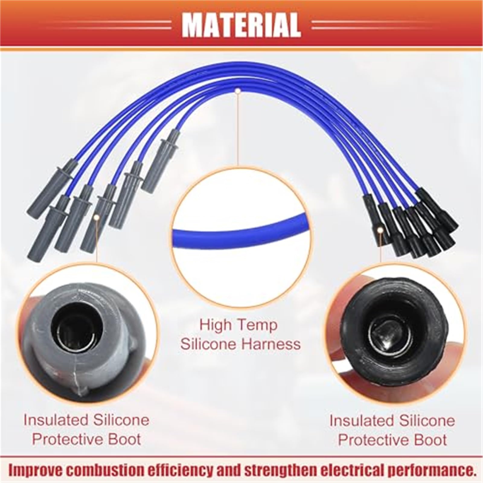 Cables de Bobina de Encendido para bujías de automóvil, 7 mm, para Chrysler Pacifica Town Country Voyager 3.3L 3.8L N.° 05019593AA Paquete de 6 Cables de Encendido