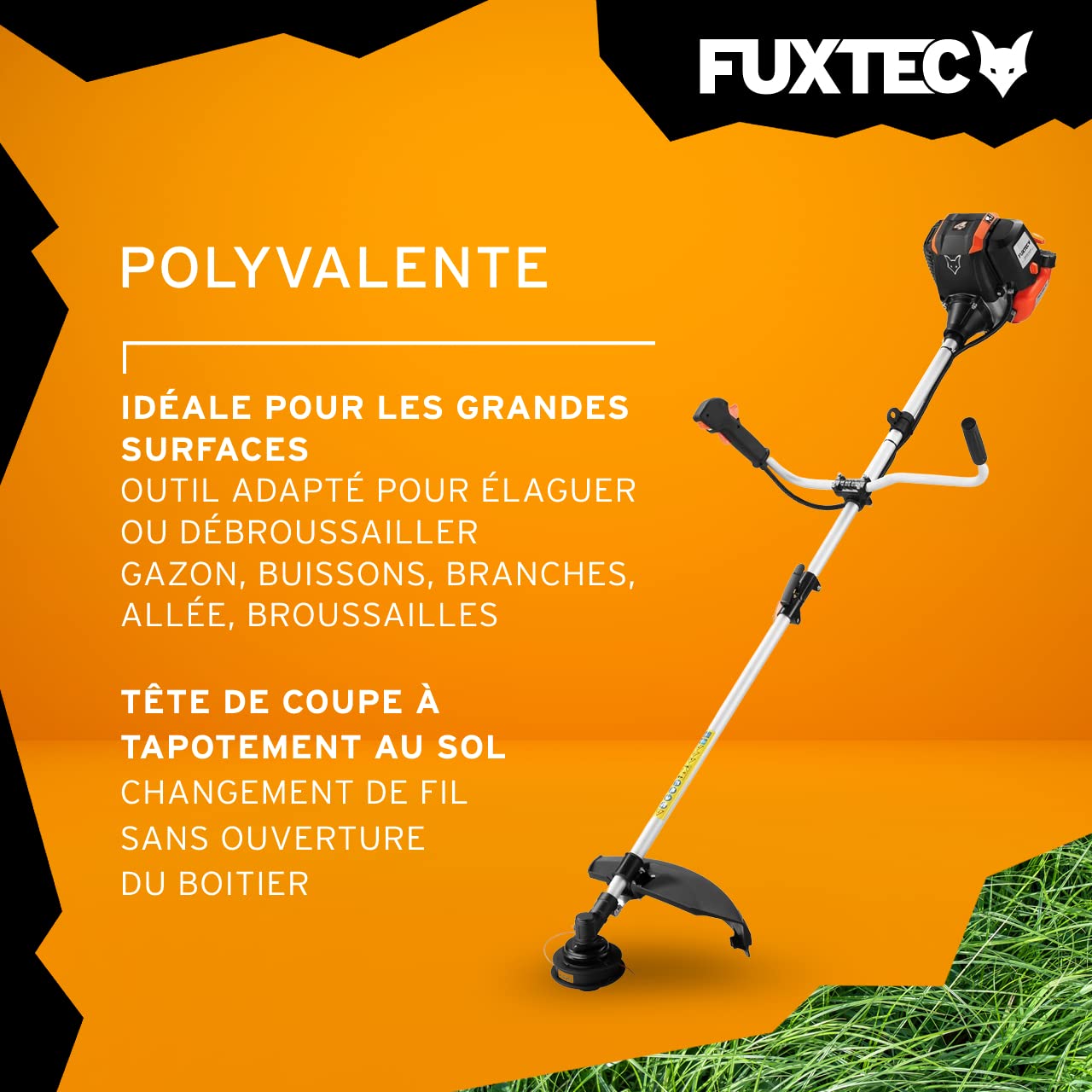 Fuxtec Débroussailleuse Thermique 4 Temps FX-4MS142 42,5cm3 2en1 Multitool Sangle de Transport Confortable et Moteur 4 Temps Silencieux tête de Coupe à Fil Inclus