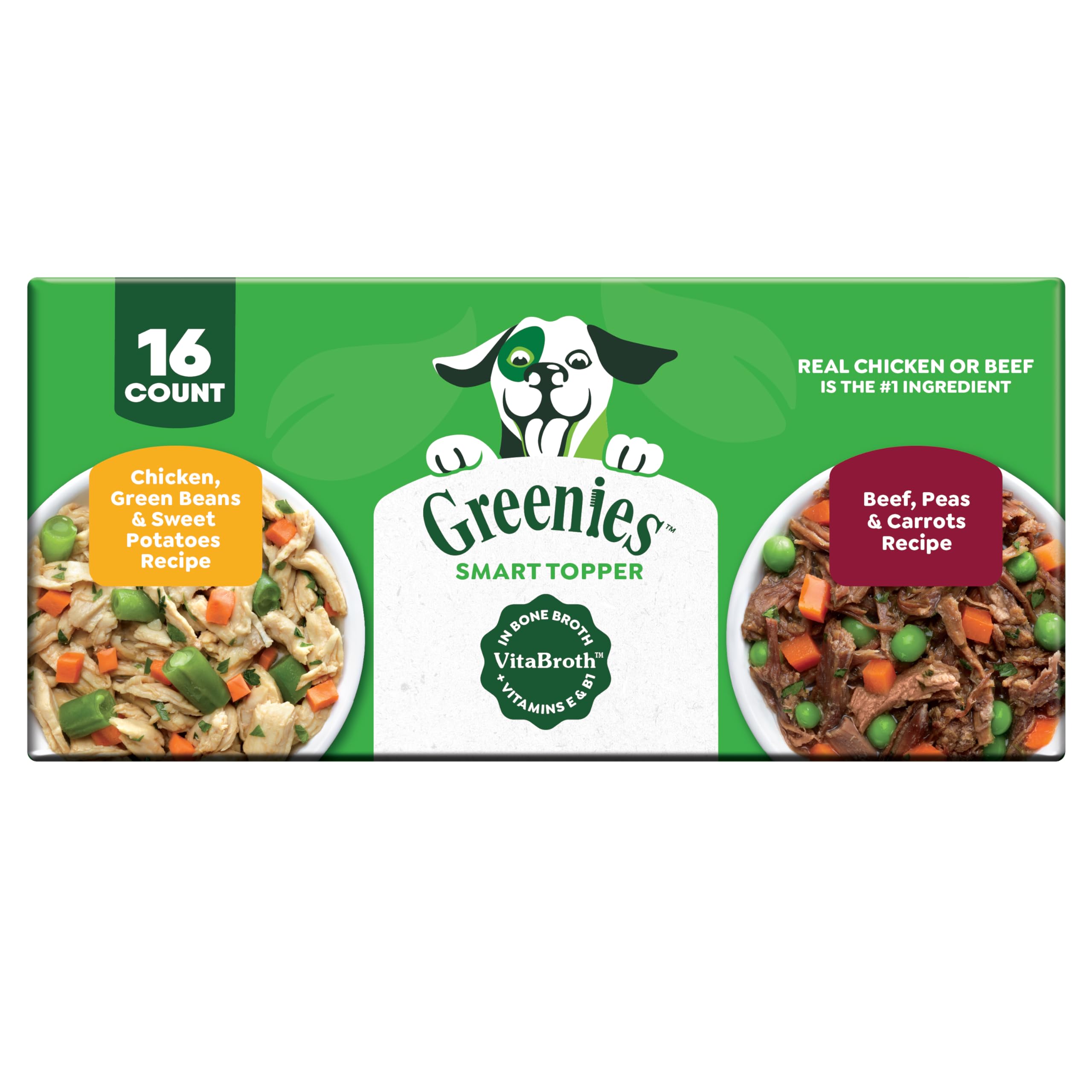 Greenies Smart Topper Wet Dog Food Complement, Beef &amp; Chicken, 2 oz, 16 ct
