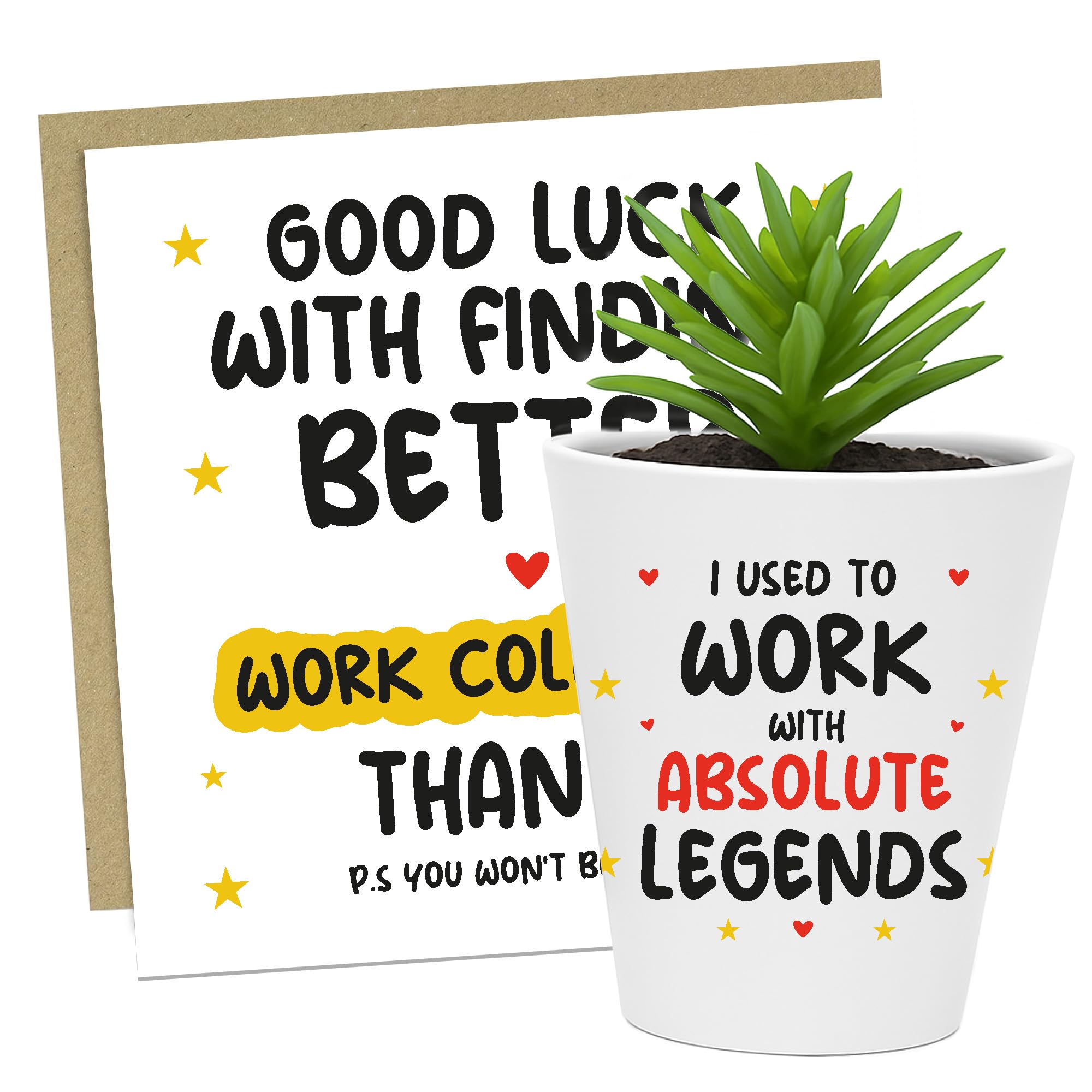 RED OCEAN Funny Gift For Colleague Plant Pot And Card New Job Gift Leaving Card For Colleague Him Her Co Worker Present Joke Colleagues