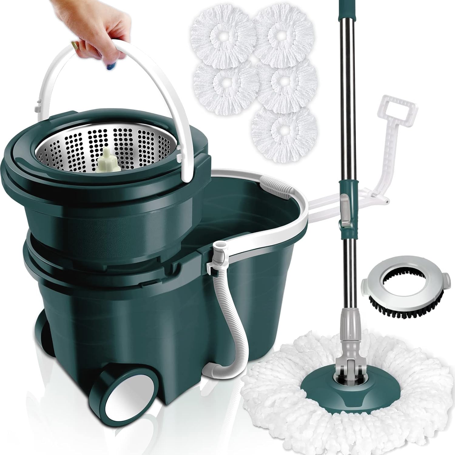 Masthome Mop and Bucket with Wringer Set, Spin Mop Bucket Floor