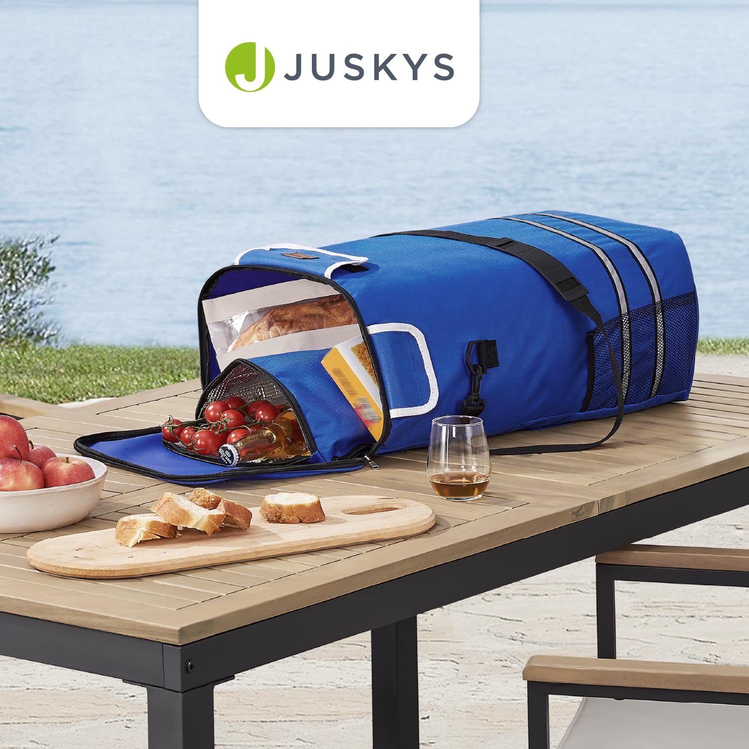 Juskys Trolley per la spesa 3 in 1 per scale – 56 l moderno e pieghevole – Trolley per salire le scale – Carrello e borsa – Trolli blu scuro