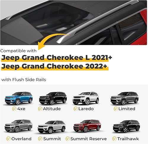 Miniatura 3 de BougeRV Barras transversales para techo compatibles con Jeep Grand Cherokee L 2021-2024 y Grand Cherokee WL 2022-2024, portaequipajes de aluminio