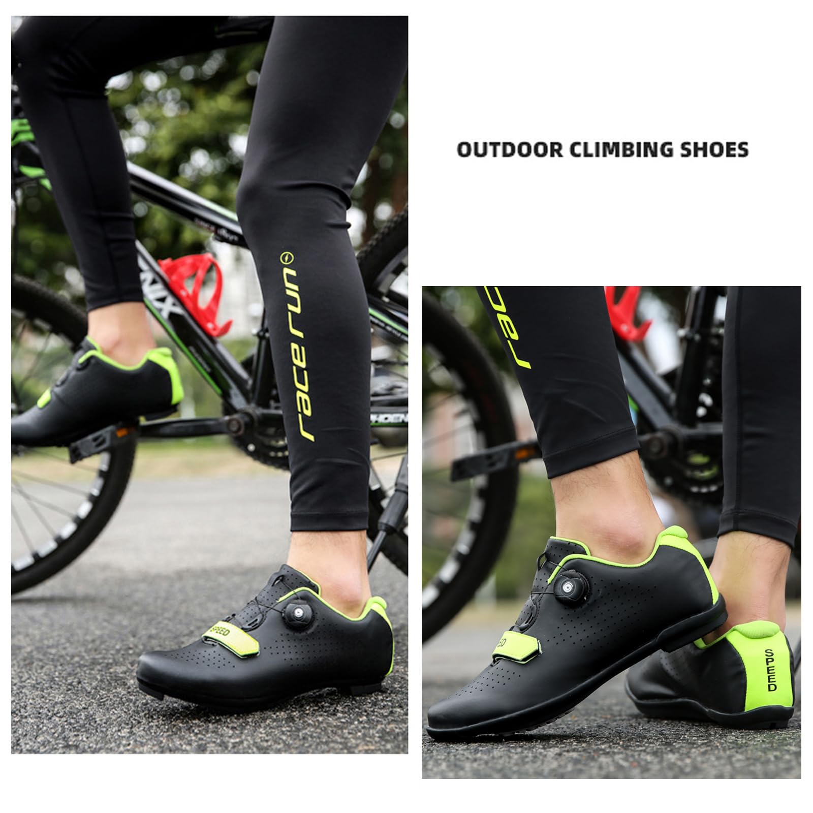 Zapatillas De Ciclismo, Zapatillas De Bicicleta De Montaña Y Carretera con Suela De Goma, Zapatillas De Bicicleta Sin Bloqueo con Sistema De Cordones De Rotación Rápida
