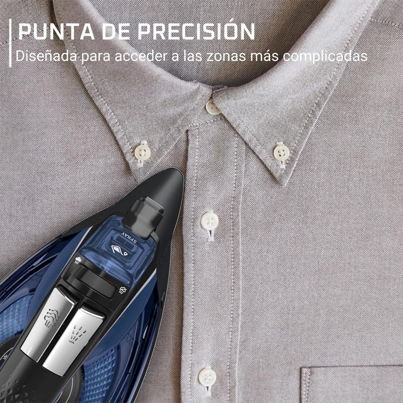 Rowenta Access Steam - Plancha vapor 2500 W, golpe 140 g/min y vapor continuo de 40g/min, suela Microsteam 300, punta precisa, sistema antical y protección antigoteo, azul, DW4301 - Imagen 7