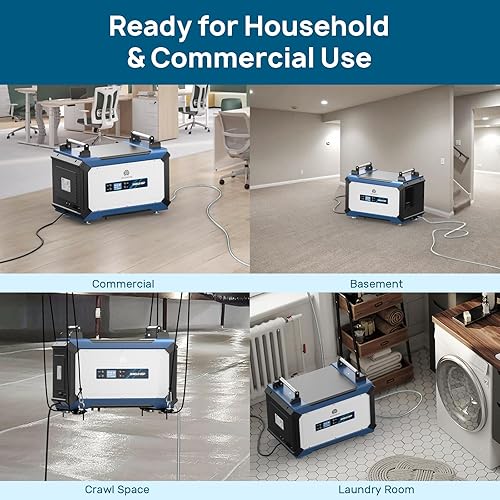 Miniatura 9 de ARGENDON Deshumidificador comercial de 180 pintas con bomba para espacio de arrastre, unidad de daños por agua de la industria para un gran espacio