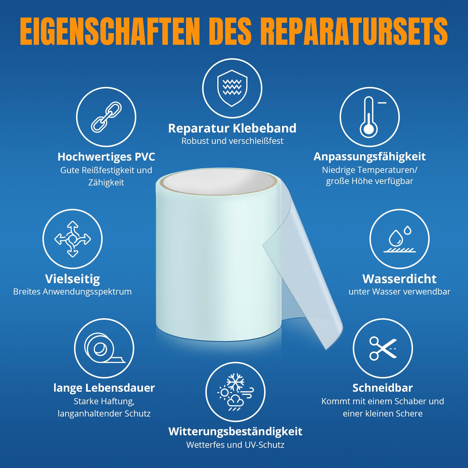 AQhui Kit Réparation Piscine - Ruban Adhésif Waterproof 10cm X 250cm Pour Spa Gonflable Et Pataugeoire