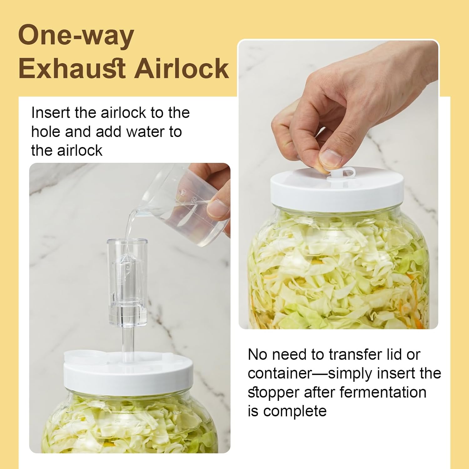 1 Gallon Large Glass Fermentation Jars for Kombucha Sourdough Starter, Wide Mouth Mead Making Kit, 2Pcs Glass Canning Jars with Fermentation Lid and Airlock
