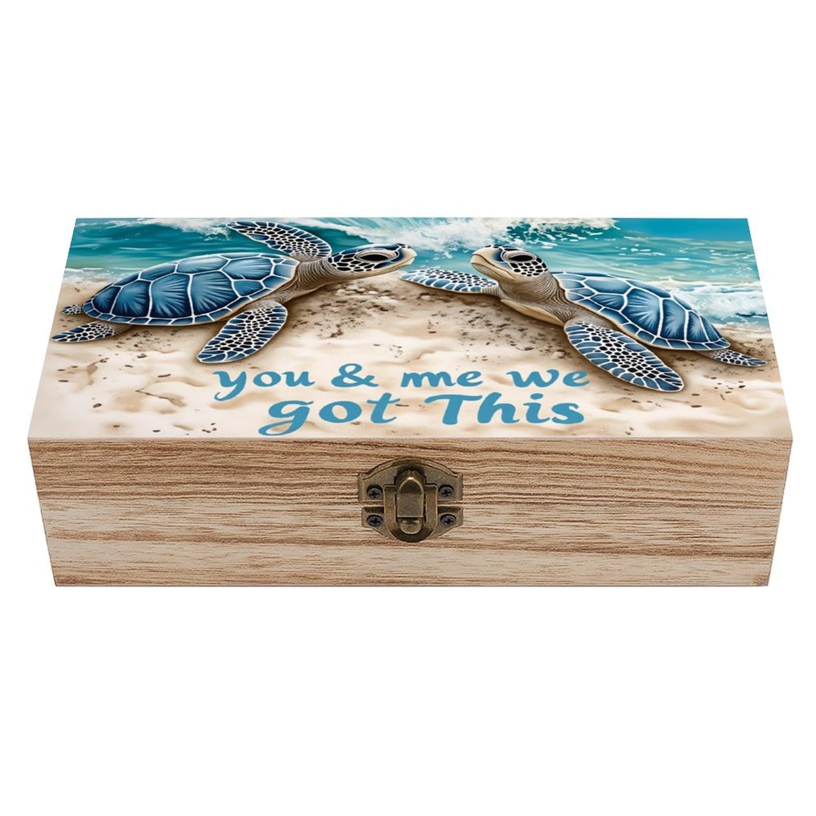 asbwuo Cute Sea Turtle Vintage Wooden Keepsake Box