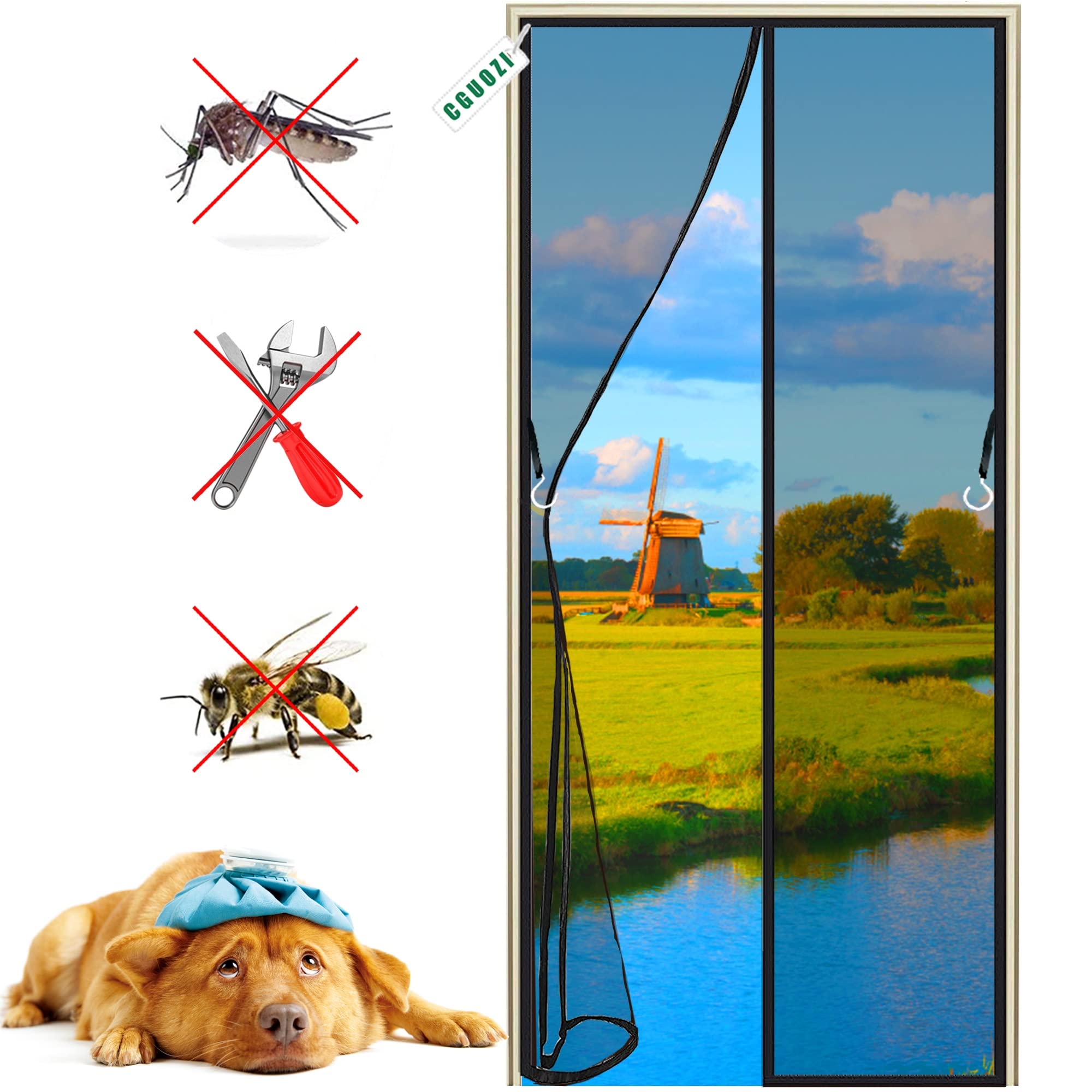 Cguozi Black Magnetic Screen Door 80 X 205 Cm Mesh Screen Door With Enhanced Magnets Keep Insects Out Mesh Curtain For French Doors Patio Door