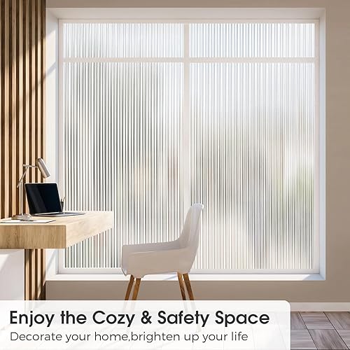 Miniatura 2 de Coavas Película de vidrio para ventana Película de privacidad para ventana, no adhesiva, película de privacidad para ventana, bloqueo solar, control