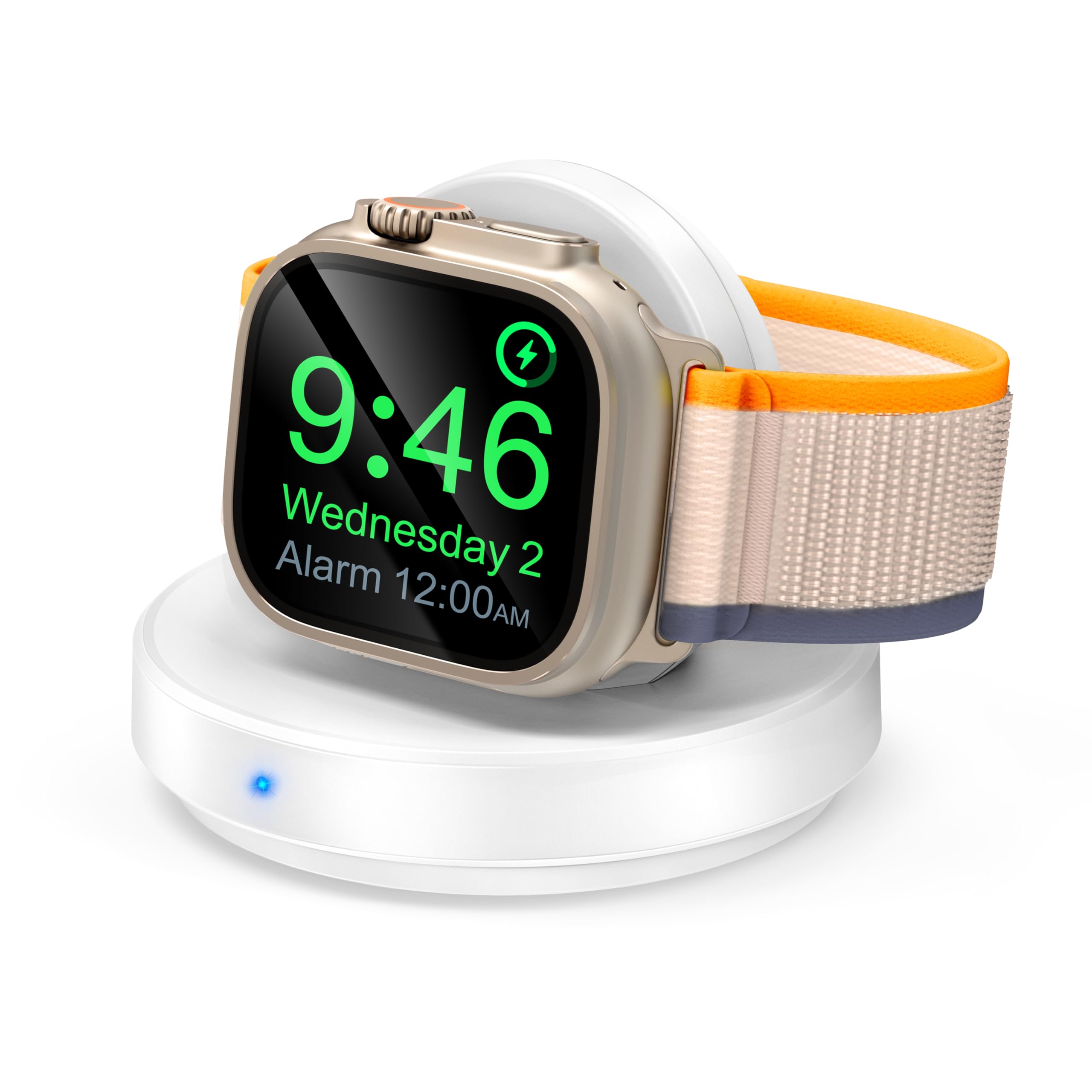 - 2026 Upgraded for Apple Watch Charger Magnetic Fast Charging Dock,Portable Wireless Charging Stand Compatible with iWatch Series Ultra/SE/11/10/9/8/7/6/5/4/3/2 Support Nightstand Mode-White