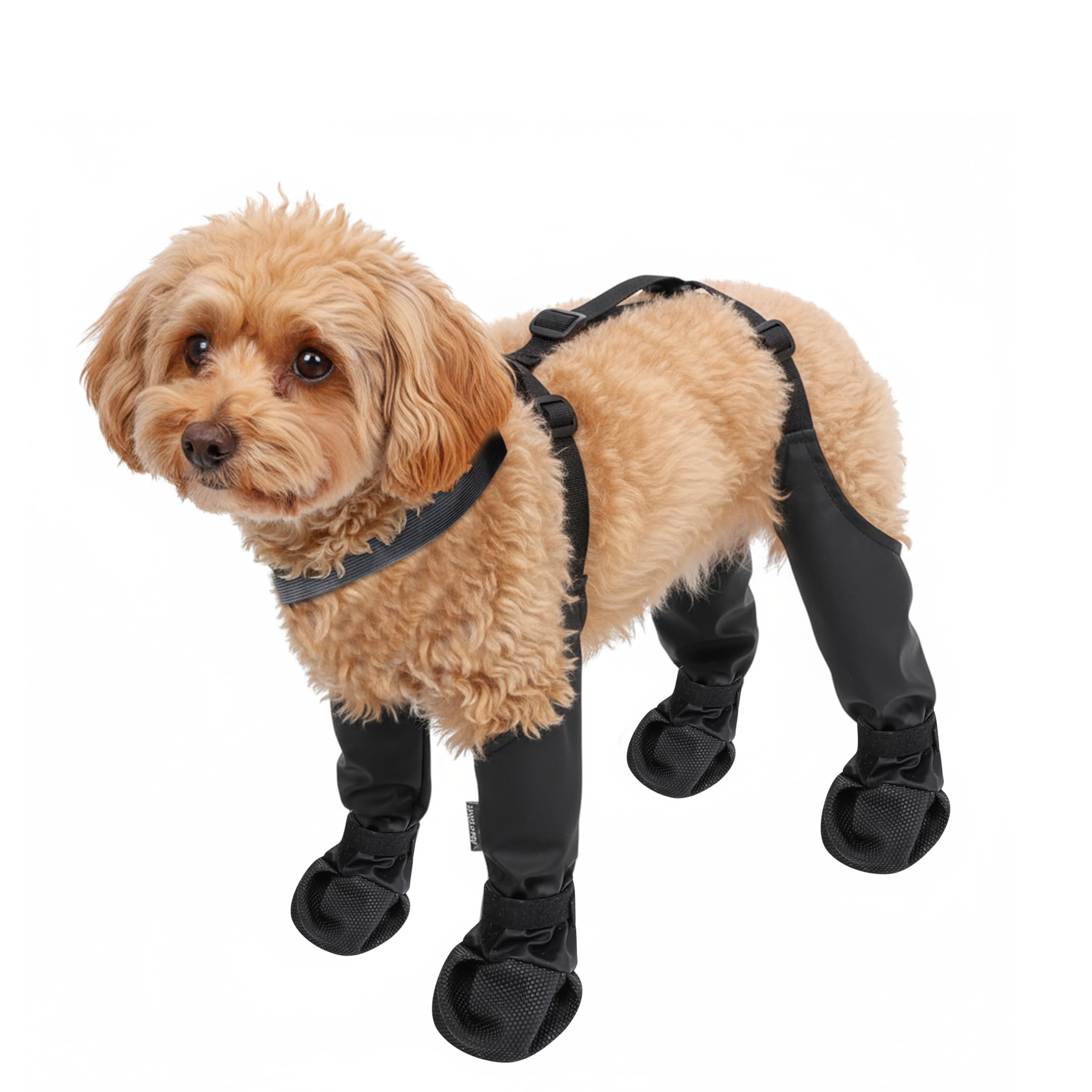 Wood Homing Waterproof Dog Shoes - Anti Slip Dog Boot Paw Foot Protector with Velcro Suspender for Injured Paw Stop Licking Outdoor Walking Snow Rainy Hot Weather Dirt-Proof Winter Puppy Booties(S)