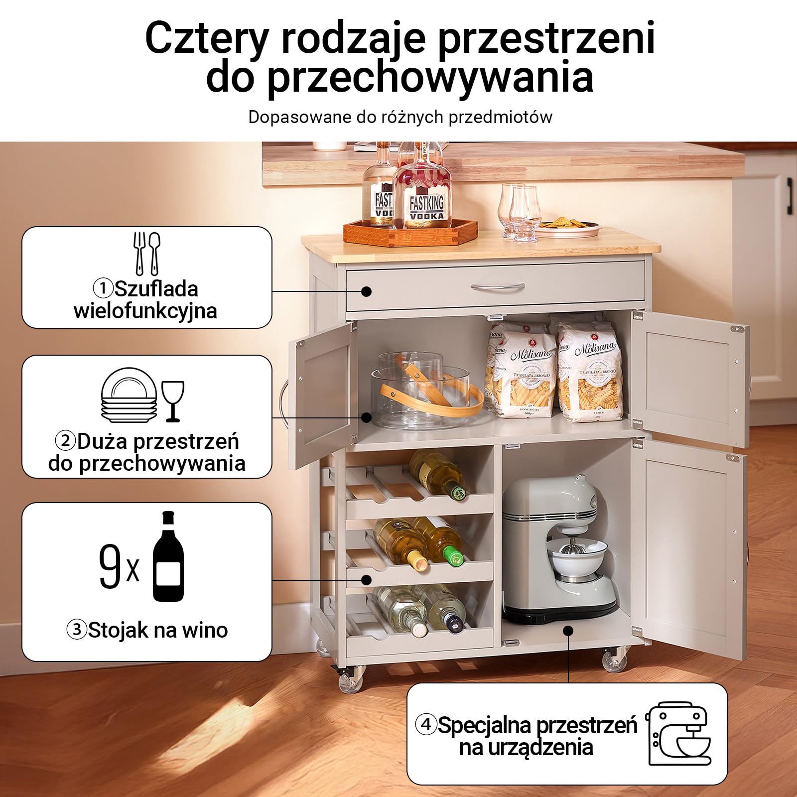 SoBuy Wózek kuchenny z szufladami FKW45-KA