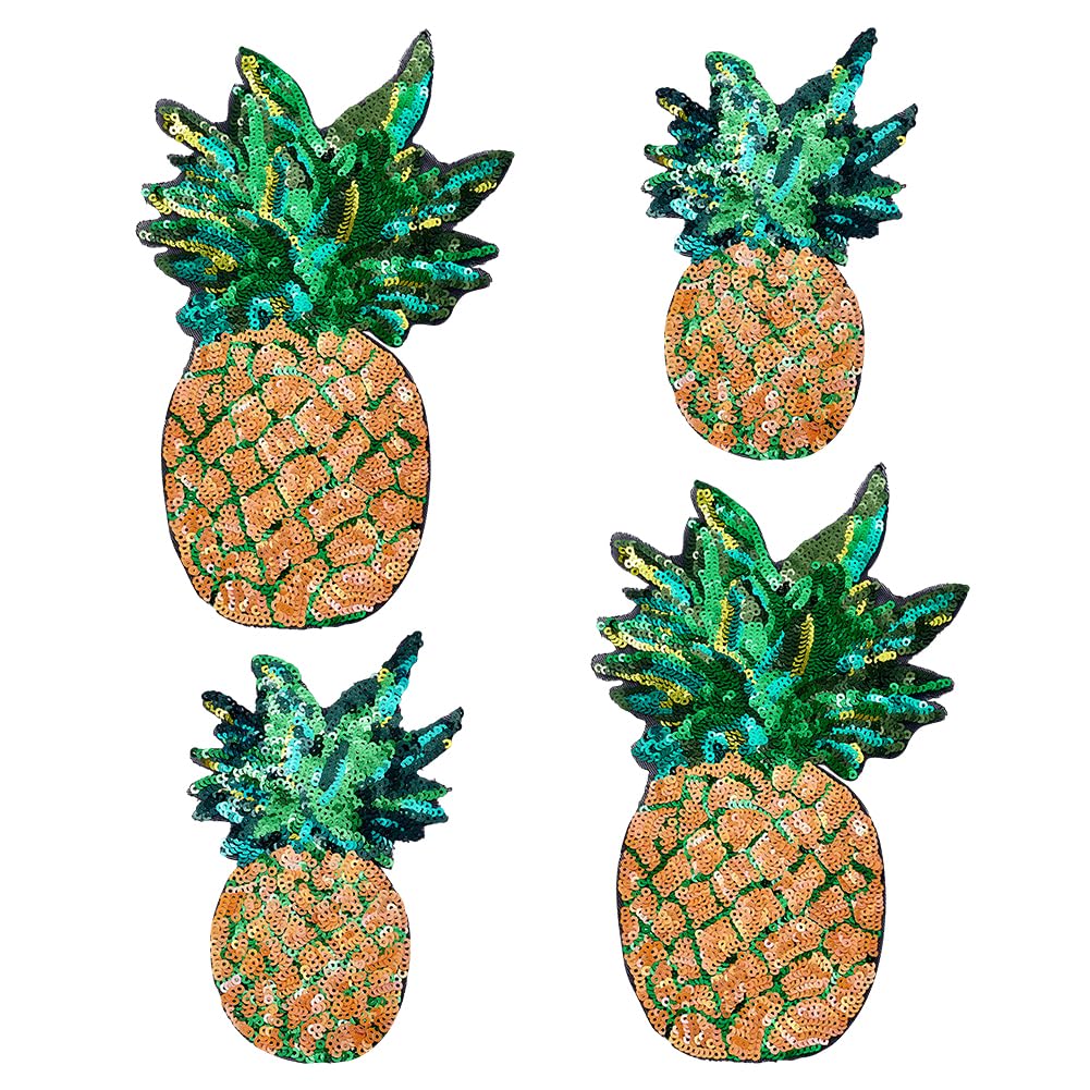 Écussons ananas géants et brillants à paillettes thermocollantes pour customiser vos jeans