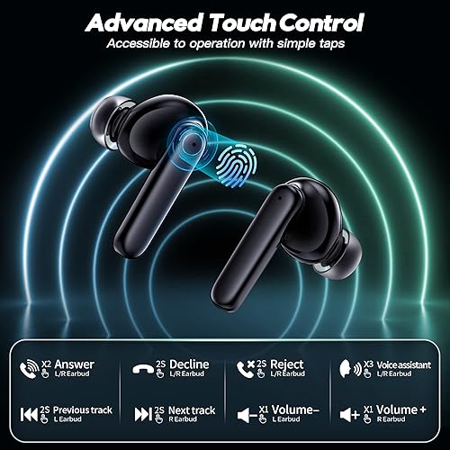 Miniatura 6 de kurdene TWS G01 Auriculares Bluetooth 5.3 LE Audio, micrófono integrado con graves profundos inmersivos y llamada clara, IPX5 impermeables para