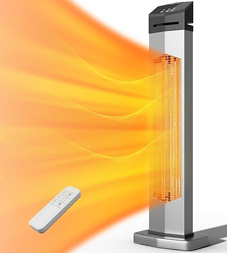 Calentadores para exteriores para patio, calentador radiante infrarrojo eléctrico de 1500 W con control remoto, calentador de espacio de torre