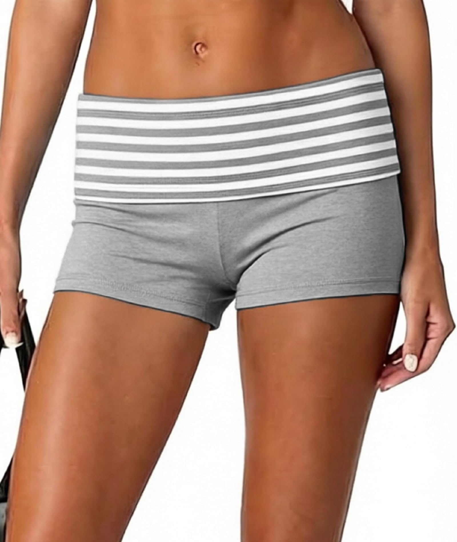 Women Fold Over Lounge Shorts Sexy Low Rise Yoga Shorts