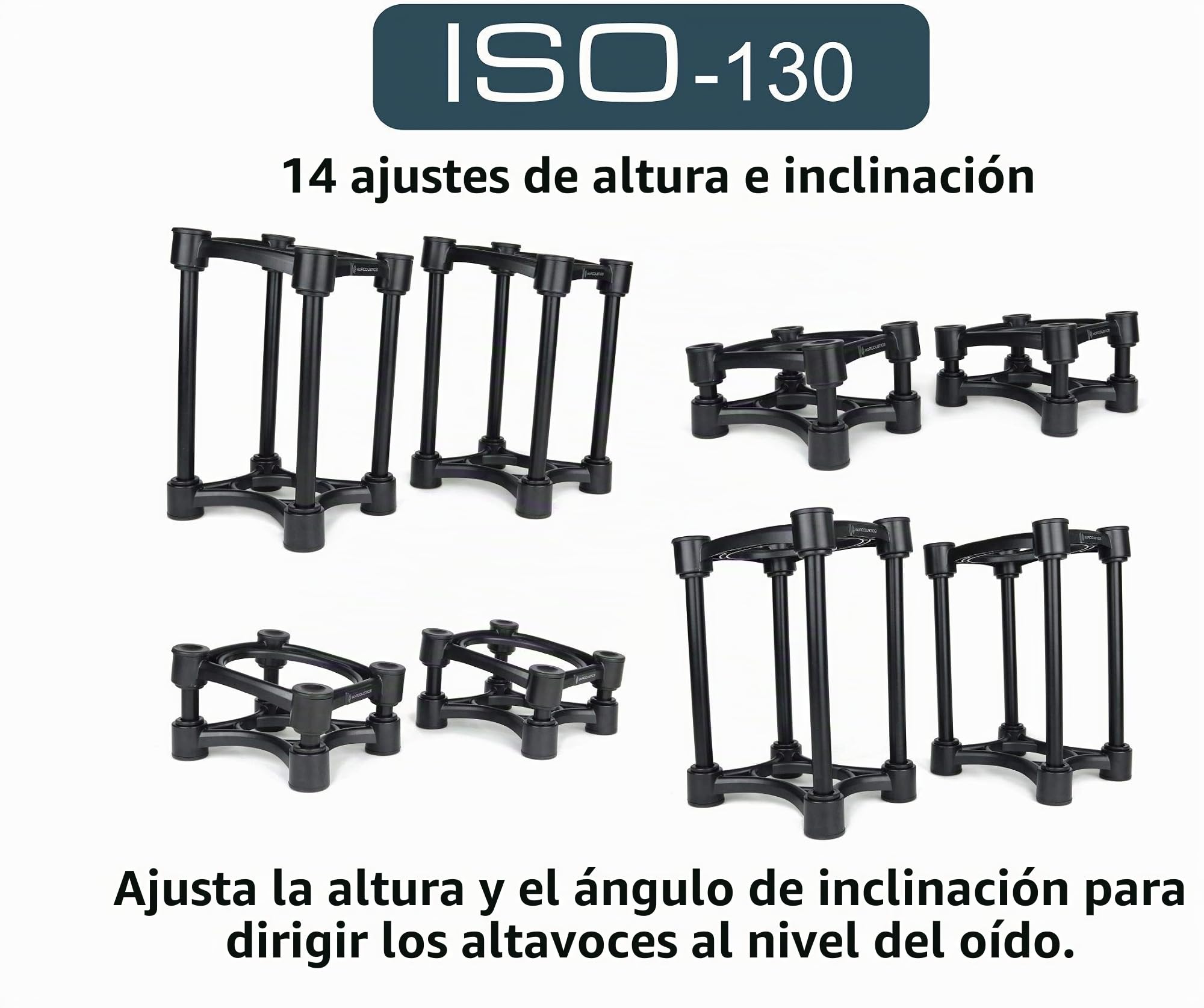 IsoAcoustics ISO-Stand Series Speaker Isolation Stands with Height & Tilt Adjustment: Iso-130 (13 x 15.2 cm) Pair