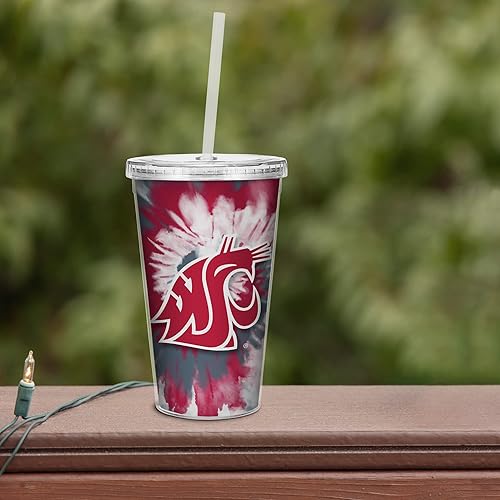 Miniatura 104 de Rico Industries NCAA Sports Team - Vaso transparente de 16 onzas con pajilla, vaso de viaje del color del equipo para fanáticos de los deportes