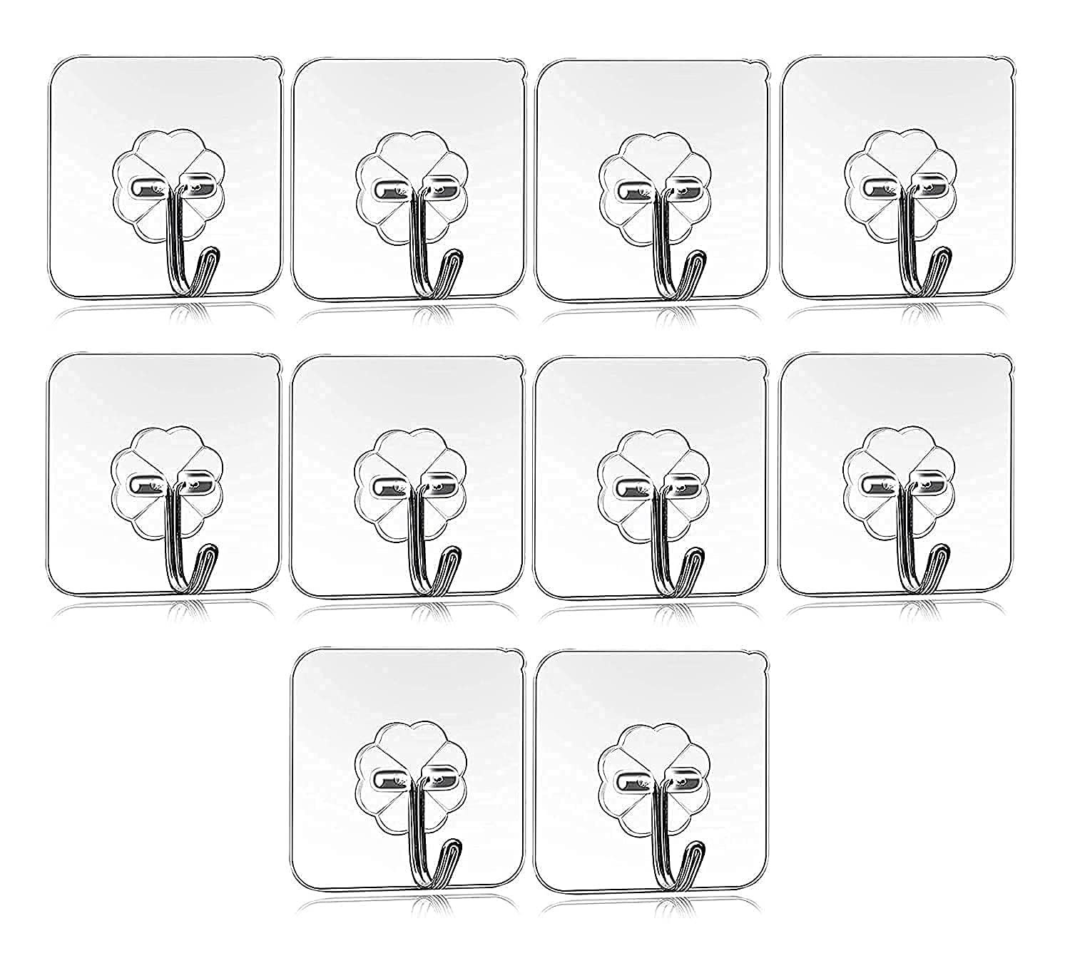 VEERAJ TRADERS Self Adhesive Wall Hooks Heavy Duty Sticky Hooks for Hanging 10KG Max Waterproof Transparent Adhesive Hooks for Wall Wall Hangers for Hanging Kitchen Bathroom (Pack of 10) (B0DF7K7VJ6) Amazon Price History, Amazon Price Tracker