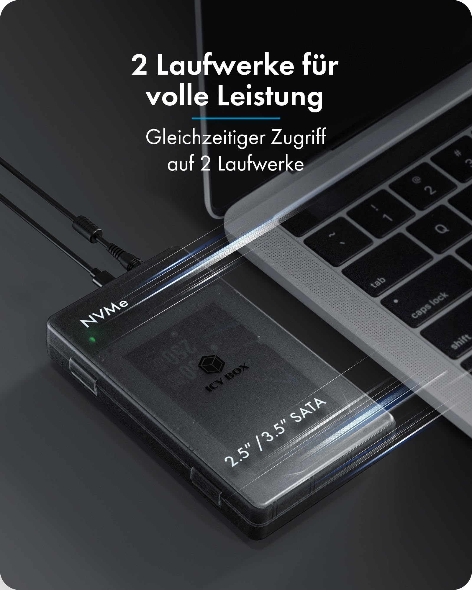 ICY BOX Spade Clone 3882 stacja dokująca do klonowania i stacji dokującej do dysków M.2 NVMe SSD oraz 2,5"/3,5" SATA HDD/SSD, stacja dokująca USB-C z USB 3.2 Gen 2 (10 Gbps), klonowanie offline
