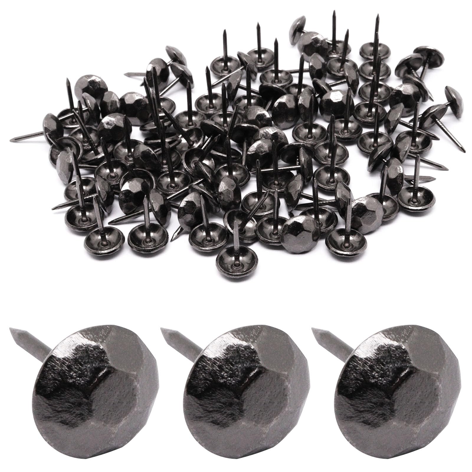 Vintage Upholstery Tacks - 100 Matte Black Decorative Nails -18 Vintage Upholstery Tacks - 100 Matte Black Decorative Nails -18