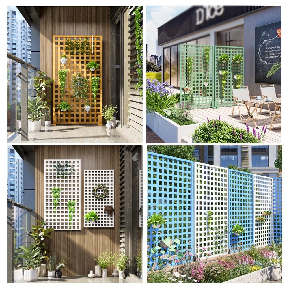 Pannello A Traliccio In Legno Per Giardino – Griglia Multiuso Per La Privacy Su Patio, Cortili E Balconi – Supporto Decorativo Per Piante Rampicanti(Beige,90x90cm/35.4x35.4")