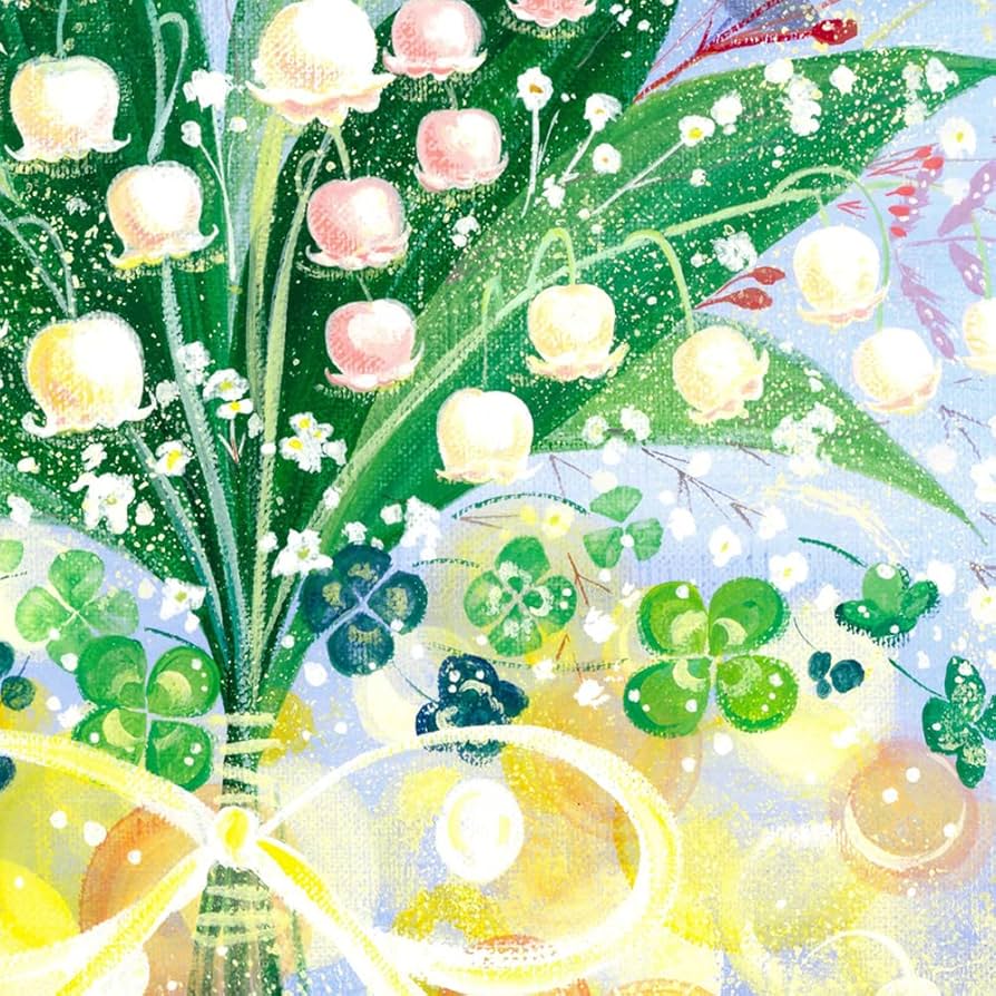 絵画 インテリア　絵　額付き(銀）油絵　F4-090116　花（すずらん） 絵画 インテリア 絵 額付き(銀）油絵 F4-090116 花（すずらん）