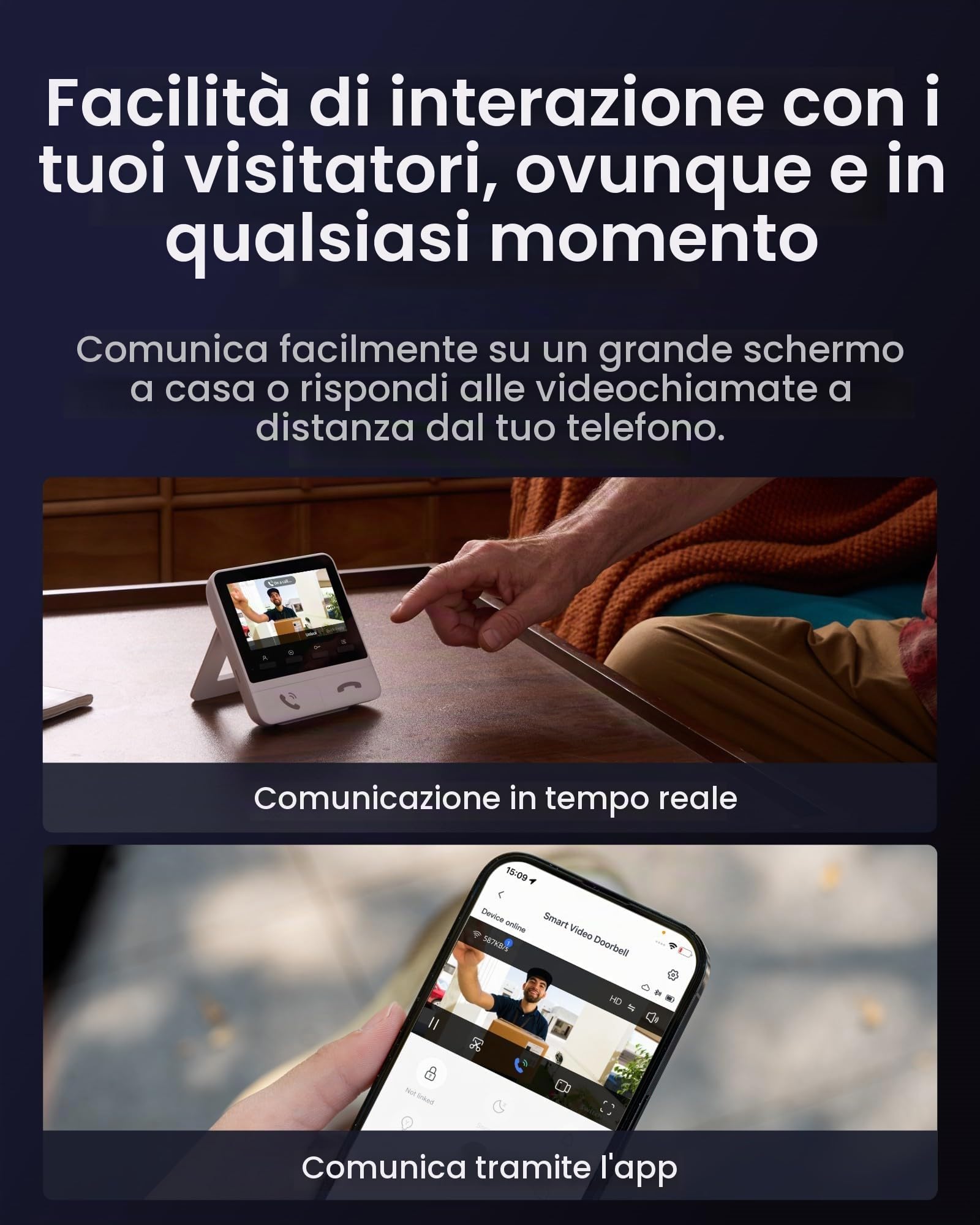 SwitchBot Videocitofono WiFi con Schermo a Colori da 4,3'', Monitor avanzato per campanello video intelligente, Citofono Senza fili da Esterno