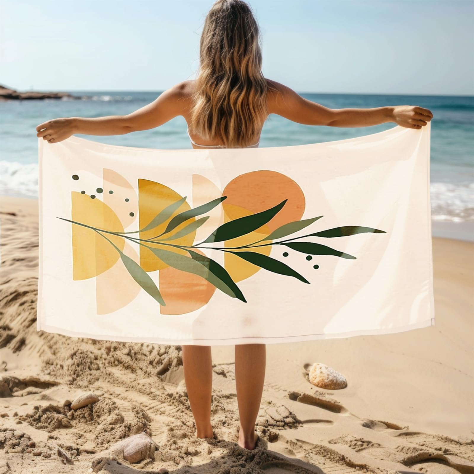 Generico Telo Mare Grande Xxl Giallo Verde | Antisabbia Leggero Assorbente e Compatto Sauna Viaggio Piscina Yoga Campeggio Donna Uomo