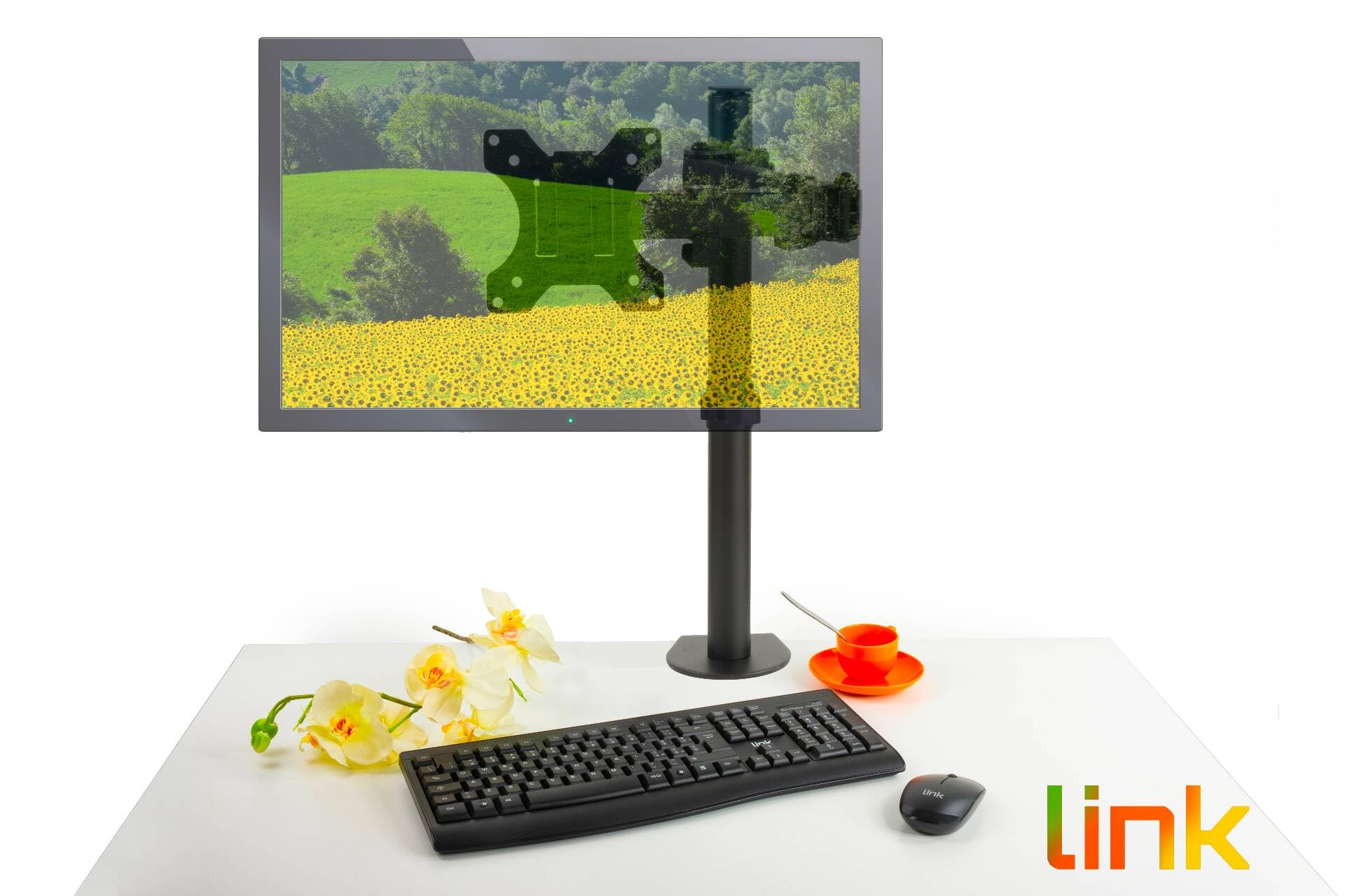 Link LKBR60 – Brazo de Soporte de Mesa con Abrazadera de Dos articulaciones – para Monitor/TV de 13 – 32 Pulgadas, Peso hasta 8 kg, Ajustable y Estable
