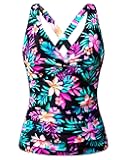 Women Underwire Tankini Top Only - Tummy Control Bathing Suit Top Twist Front Swim Top Criss Cross Back Swimsuit 2025