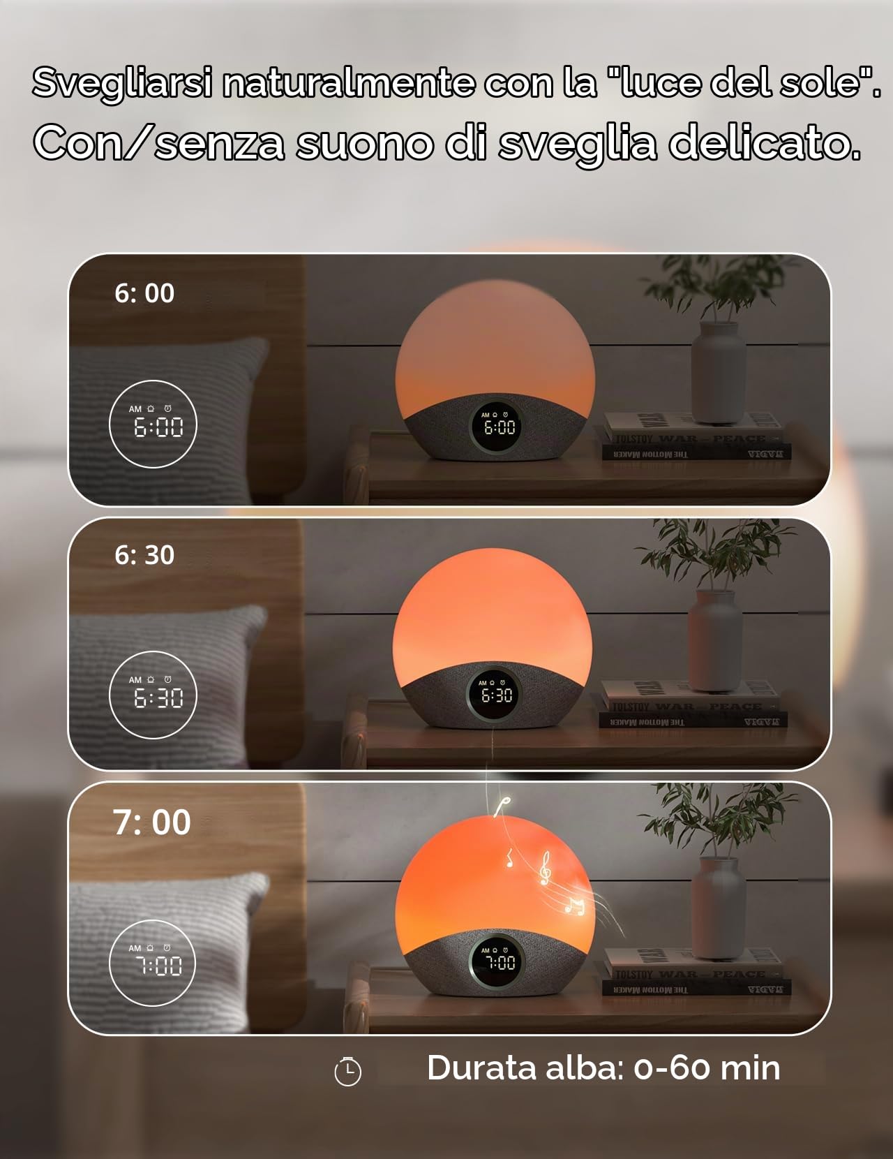 Momcozy Sveglia Luce con Simulazione dell'Alba e del Tramonto, Macchina del Suono con Rumore Bianco per Neonati Adulti, 30 Suoni Rilassanti & 5 Allarme & 7 Colori Luce, Allattamento & Lettura Notturna
