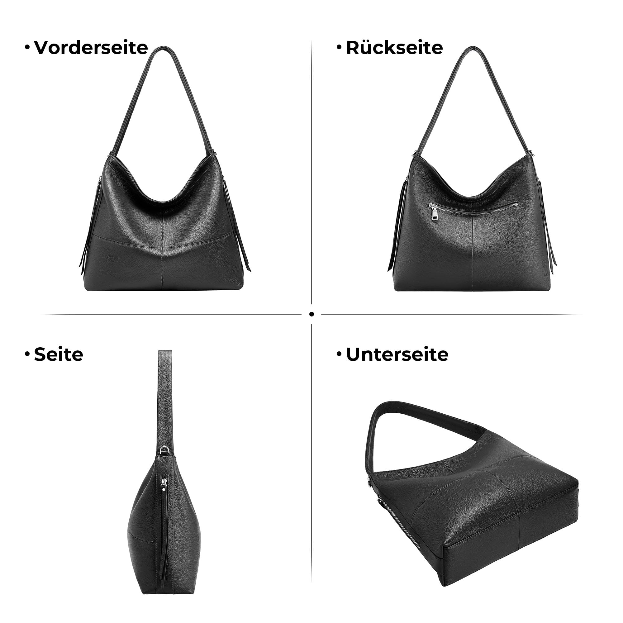 Hobo-Tasche aus echtem Leder für Damen, Crossbody-Tasche, Arbeitstasche, Designer-Schulterhandtaschen mit 2 Riemen