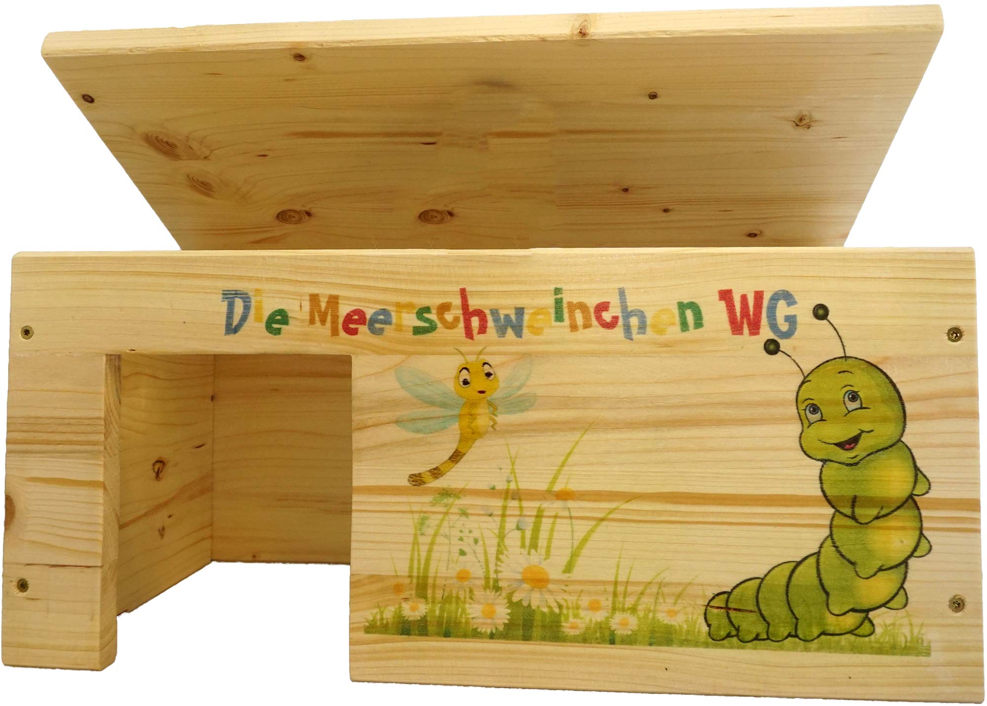 Yireal Meerschweinchengehege mit 2 Eingängen, Stabil, Holzlasur & Aufklappbar / 45x25x22cm