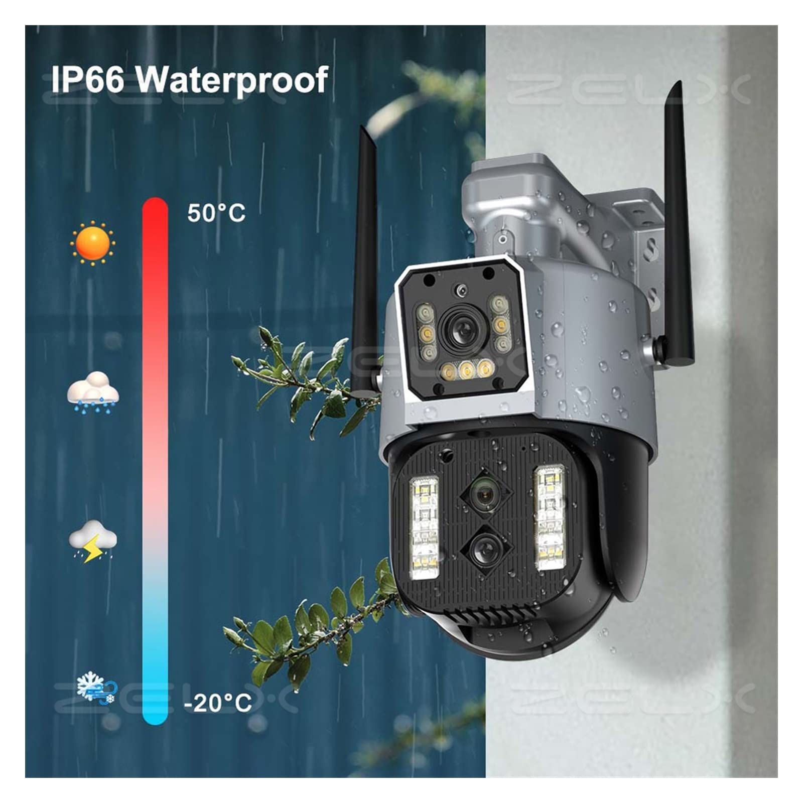 Kamery bezpieczeństwa, Lornetka 8MP kamera PTZ podwójne ekrany 10-krotny Zoom 2K 4MP CCTV nadzór wideo bezpieczeństwa automatyczne śledzenie kolor noktowizor(2K 4MP Cam Add 128G)