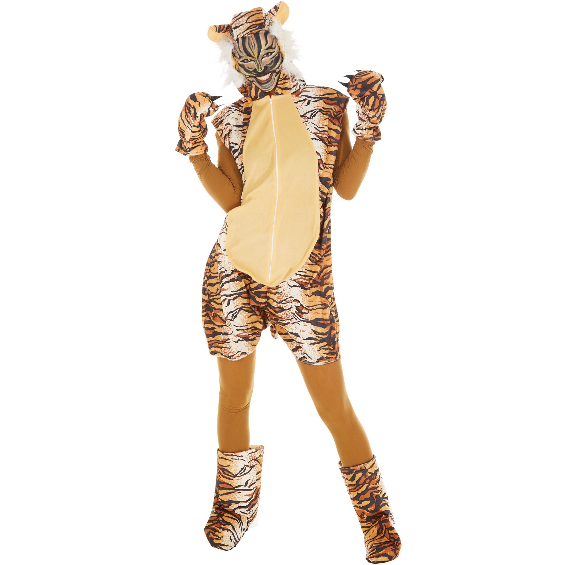 dressforfun Costume da Tigre per Lui e per Lei | Morbida Finta Pelliccia | Incl. Caldi Guanti, Gambali e Catsuit (M | No. 300863)