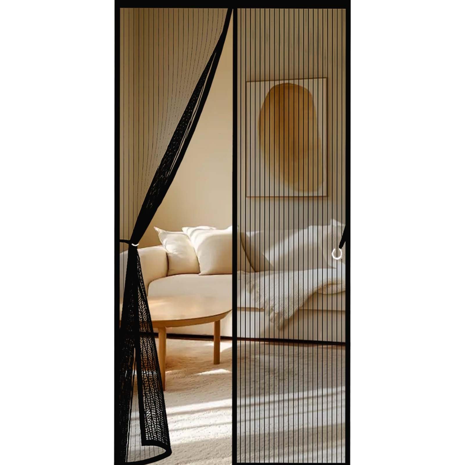 Magnetic Fly Screen Door 139 x 201 cm Durable, Keeps Bugs Out, Kid and Pet Friendly Magnetic Fly Screen Door Curtain Lets Fresh Air in, Hundreds of Sizes, Black