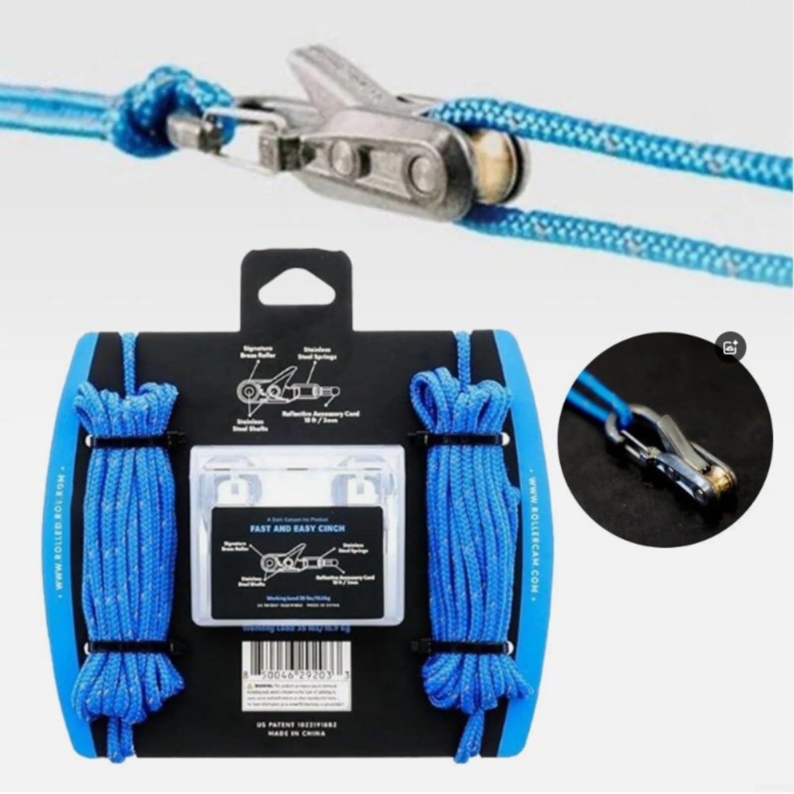 Seilspanner, für Camping, Bootfahren, Wandern, 2 Set | Kabelabzieher für Außenbereich，Verstellbare Spannung, Rollercam-Technologie, Edelstahlfedern