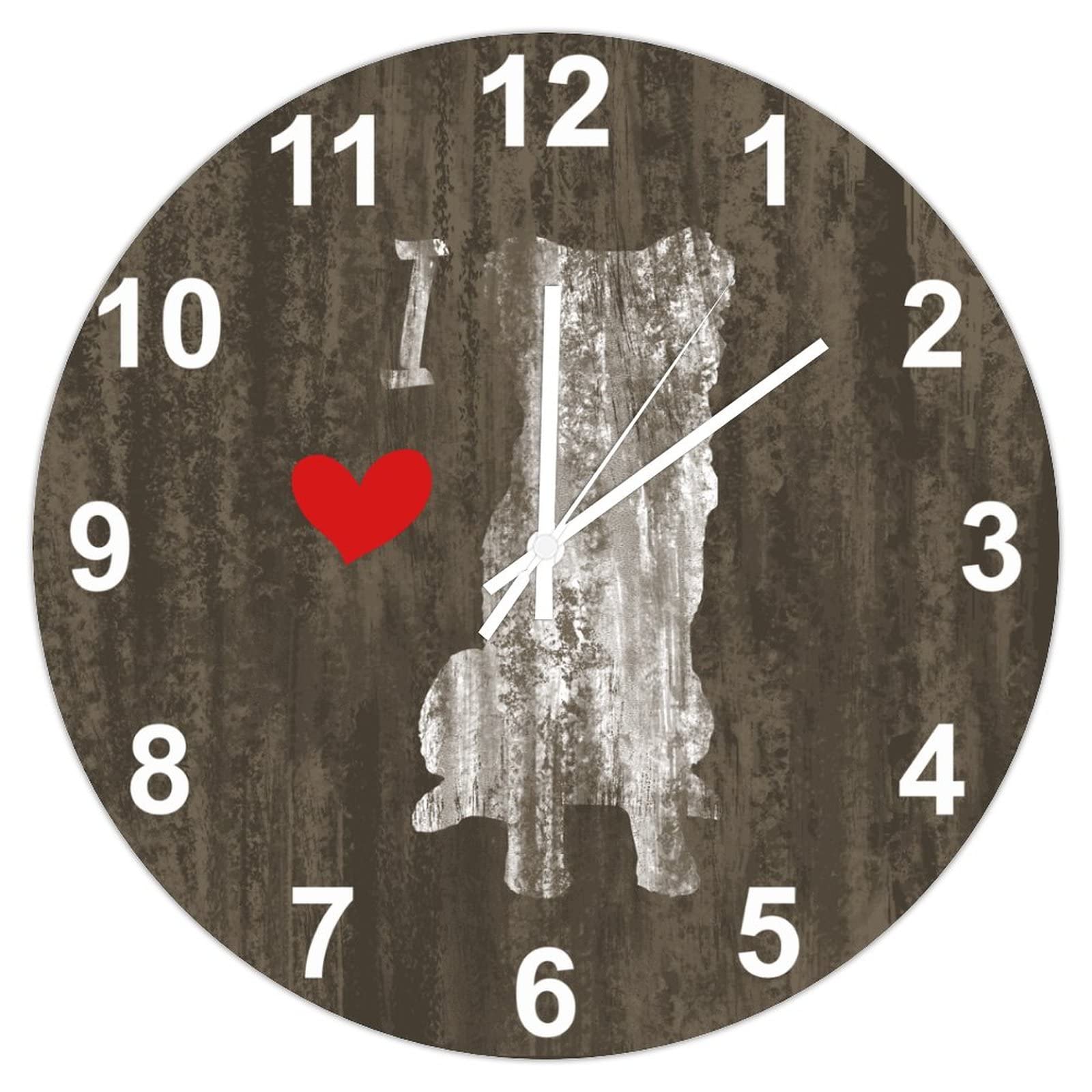 Horloge murale Border Collie à piles 38,1 cm en bois rétro pour salle de bain